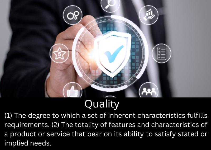 Image with text giving a definition of quality